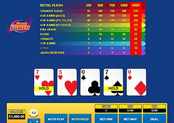 BONUS POKER 1 main capture d'écran de jeu 1 petit