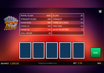 Genii bonus poker deluxe capture d'écran de jeu 1 petit