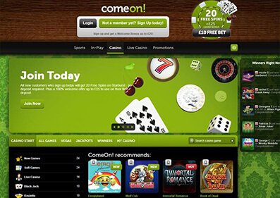 ComeOn Casino gameplay screenshot 1 small