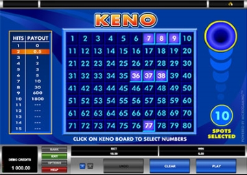 Keno Online gameplay screenshot 1 small