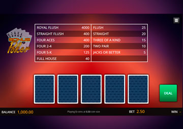 Genii Bonus Poker Deluxe gameplay screenshot 1 small