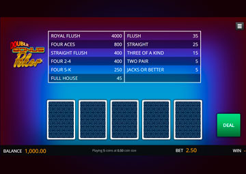 Genii Double Bonus Poker gameplay screenshot 1 small