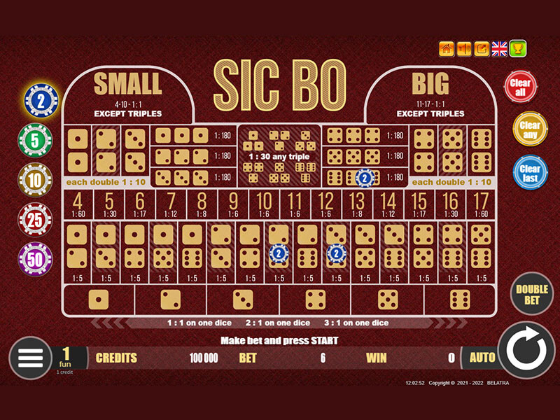 Sic Bo Slot Machine Online